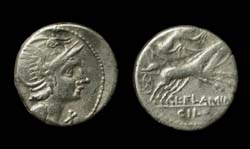 L Flaminius Chilo, Denarius, Victory Driving Biga reverse, Scarce!